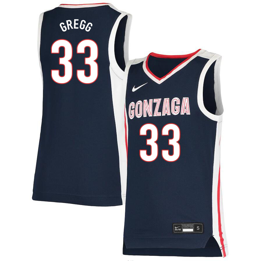 Men #33 Ben Gregg Gonzaga Bulldogs College Basketball Jerseys Sale-Navy